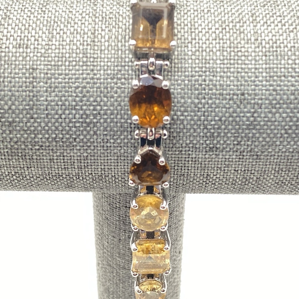 ADI 925 Sterling Silver Bracelet Vintage Citrine Yellow 7.5"